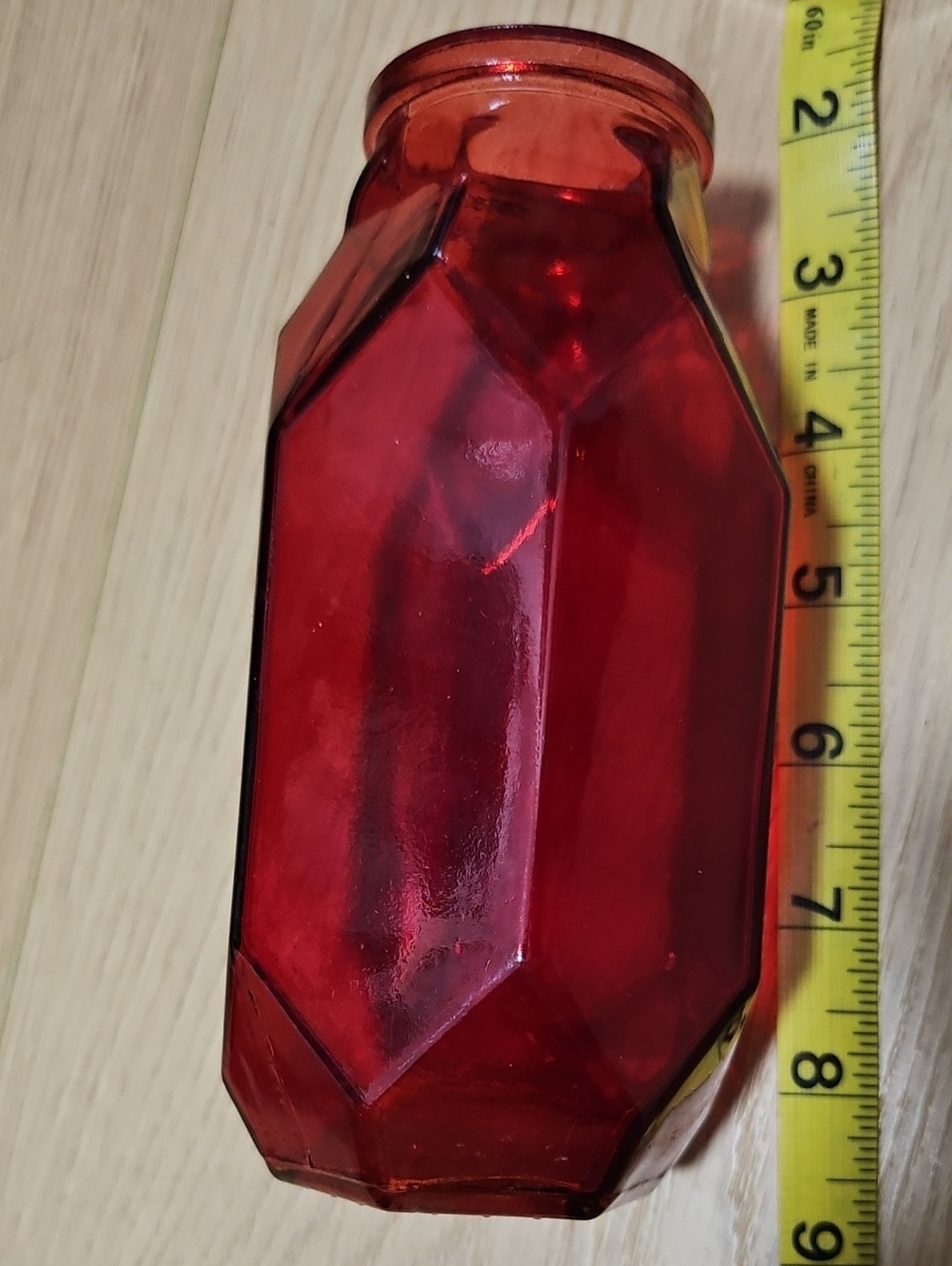 Red Faceted Glass Vase - Unbranded